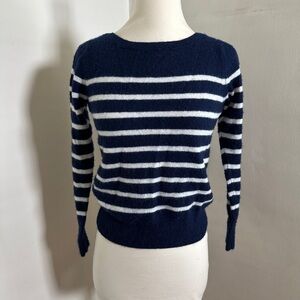 Vineyard Vines Sz XS Cashmere and Linen Navy Striped Crew Neck Sweater
